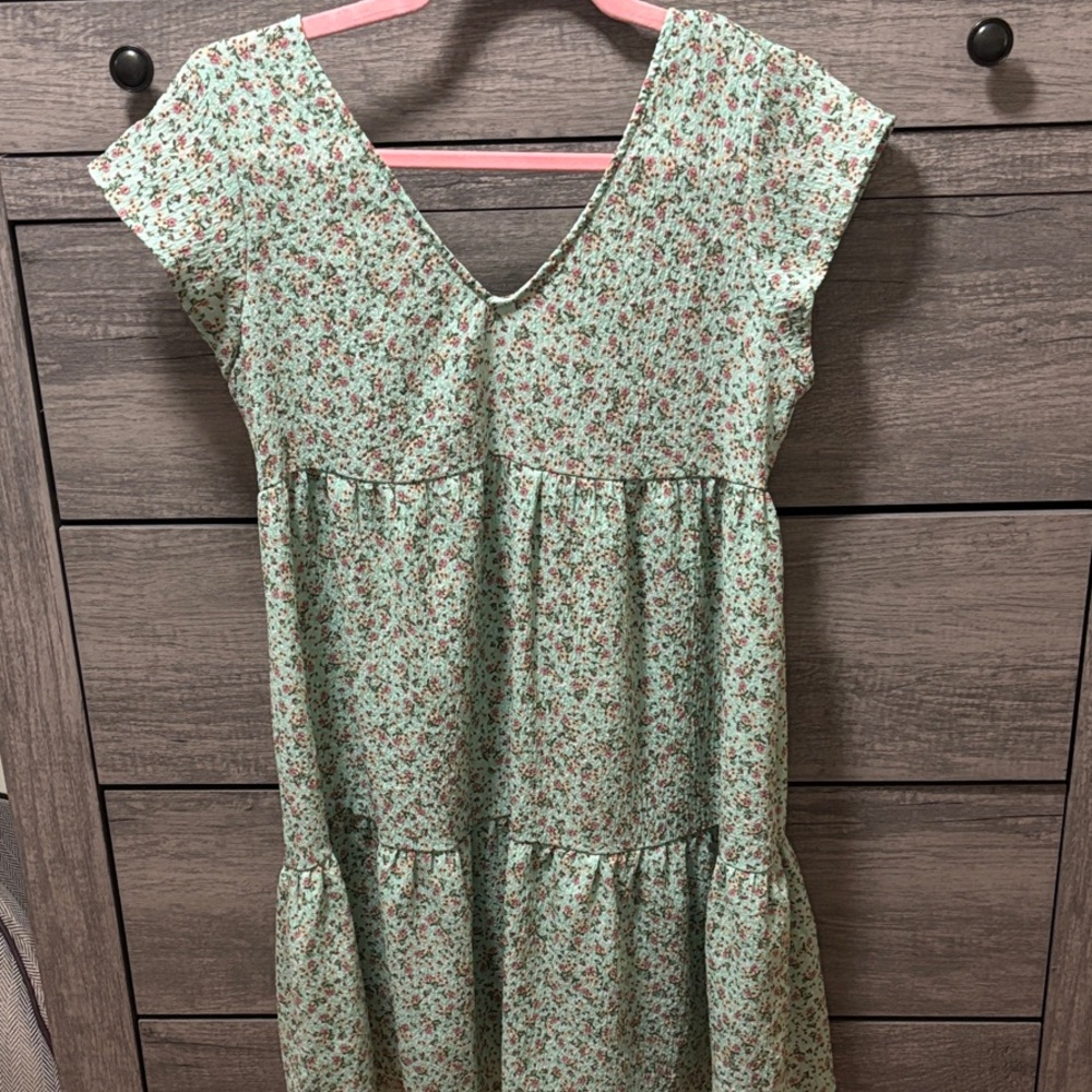 Floral Green Mini Dress